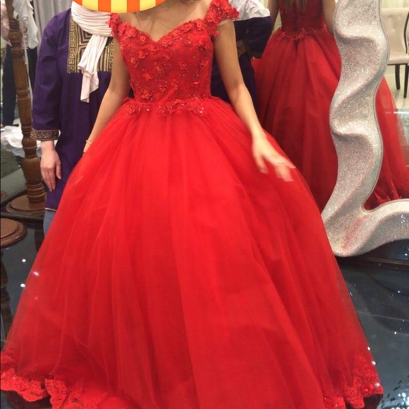 One of a kind Red Ballgown dress - Picture 2 of 3